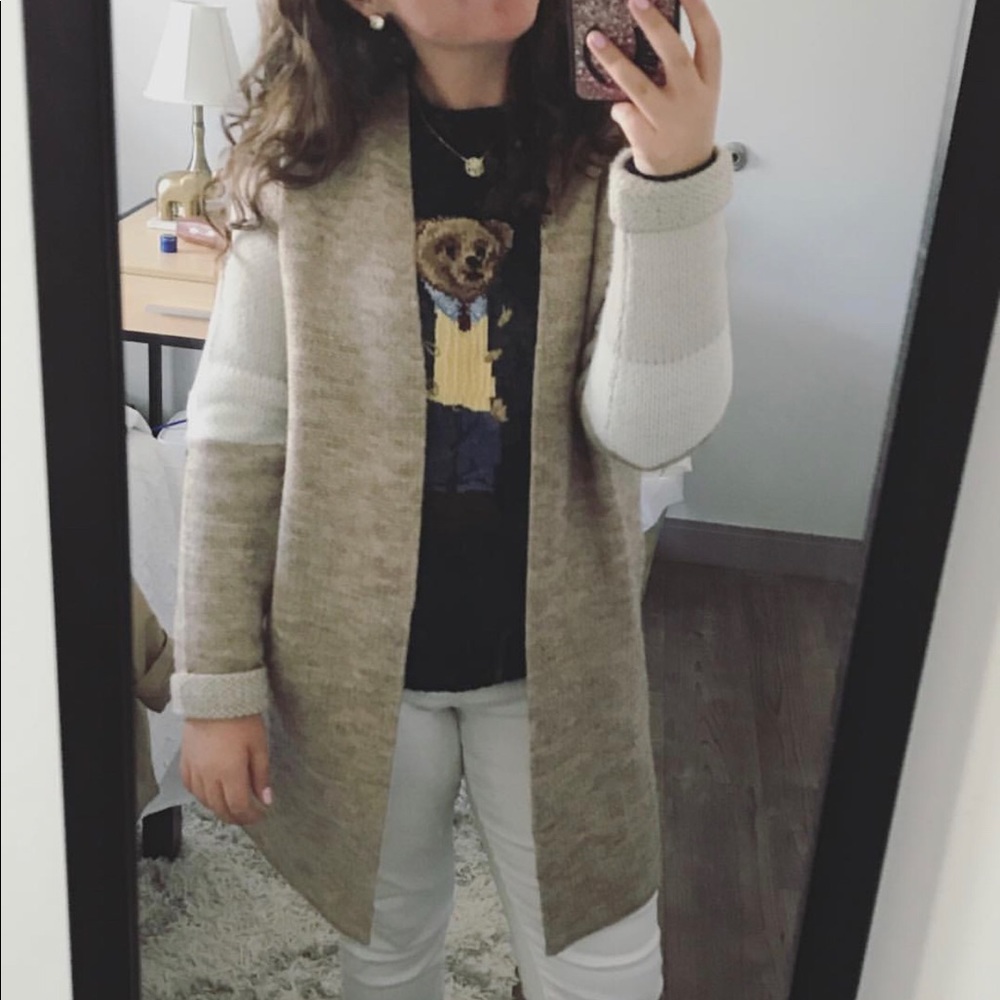 Long neutral brown sweater